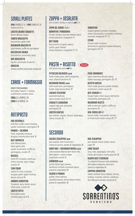 sorrentino's downtown menu|sorrentino's weekly specials.